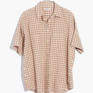 Madewell Courier Blouse, tan gingham